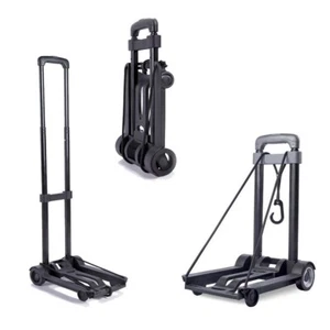 Chariot Pliant Ultra léger Poignée Télescopique + 2 Cordes élastique 45X25 cm - Foto 1 di 6
