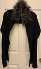 Black Knit Scarf Faux Fur Collar . 68x12