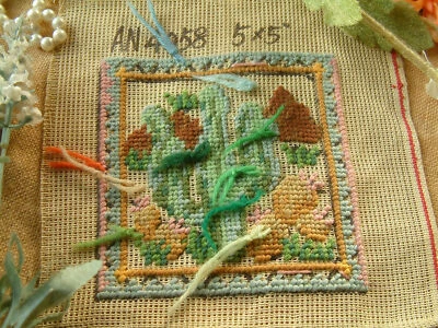 Cactus Pattern Handmade Preworked Needlepoint Canvas - Image 1 of 4