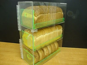 305Displays pantalla 3 niveles con 3 bandejas verdes pan acrílico rosquilla bagels galletas - Imagen 1 de 6