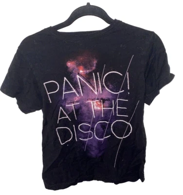 Camiseta de concierto Panic At The Disco para mujer talla S negra manga corta banda camiseta Foto 1 de 3
