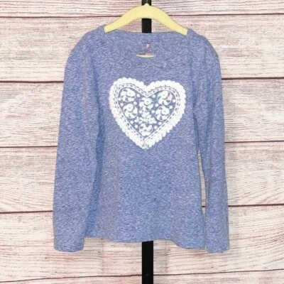 Camisa manga larga Crewcuts azul claro corazón crocet talla 6-7 Foto 1 de 4