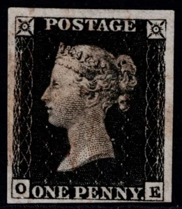 1840 1d Black Plate 1b OE 4m Light Red Malteser Cross Fine Used Cat. 375,00 £ - Bild 1 von 1