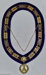 MASONIC GRAND LODGE CHAIN COLLAR WITH GRAND SENIOR WARDEN JEWEL - Picture 1 of 3