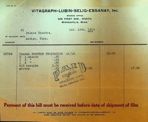 Vitagraph Lubin Selig Essanay Invoice October 18 1916 Surprise Temptation - Picture 1 of 1