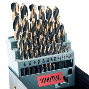 Drill Bit Set 29Pcs, 135 Degree Tip High Speed Steel with Black and Gold Fini... - Picture 1 of 6