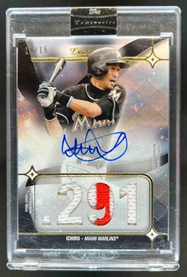 Parches automáticos Topps Luminaries Ichiro Hit Kings 2023 #14/15 Marlins Foto 1 de 2
