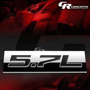 3M TAPE ON METAL EMBLEM DECAL LOGO TRIM BADGE POLISHED CHROME BLACK 5.7L 5.7 L - Picture 1 of 3
