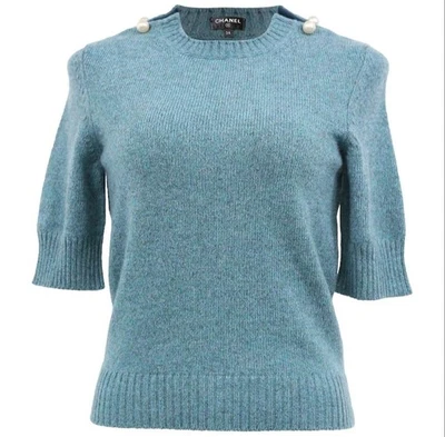 CHANEL 100% PEARL CASHMERE SWEATER SIZE 46 - Image 1 of 4