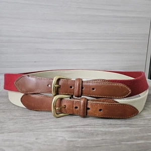 Cinturón Coach de Colección 2 Para Hombres Tostado y Rojo Lona Cuero Marrón Clásico Preppy 3880 Talla 42 - Imagen 1 de 13