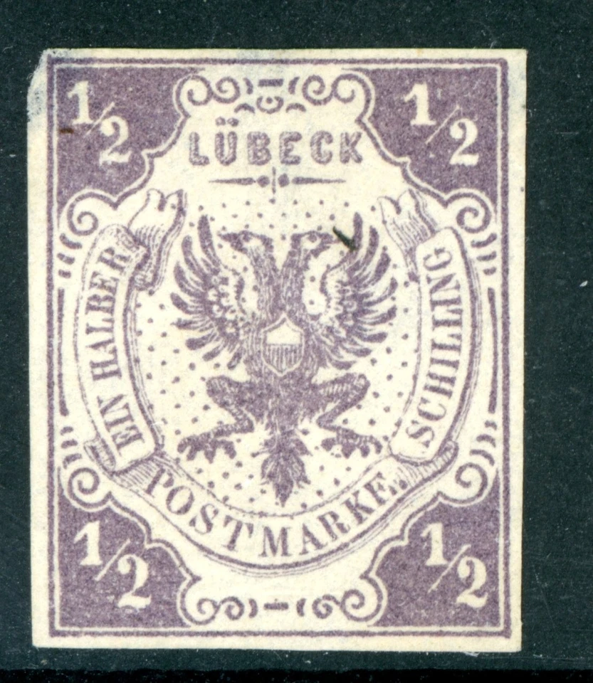 Alemania Estados 1859 Lubeck 1/2s Gris Lila Sc#1 Original Como Nuevo W822 Foto 1 de 4