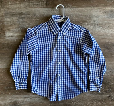 BROOKS BROTHERS Fleece~blue plaid button down shirt~boy's size XS~Extra Small~ - Image 1 of 4