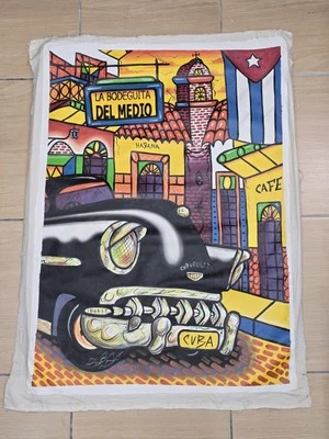 XL Pintura Original Cubana “La Bodeguita del Medio” Acrílico sobre Lienzo 40” x 29” Foto 1 de 4