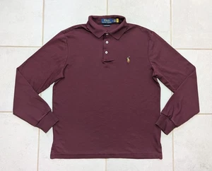 Polo Ralph Lauren Men's Medium Custom Slim Fit Maroon Long Sleeve Polo Shirt - Picture 1 of 6