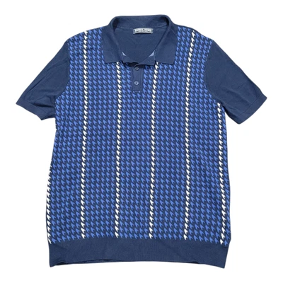 PJ Paul Jones Para Hombres Manga Corta Pata de Gallo Tejido Polo Suéter Camisa L Azul Blanco Foto 1 de 3