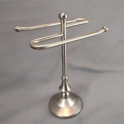 Отдельно стоящий держатель для гостевого полотенца с двумя пальцами матовый никель 12 дюймов - Изображение 1 из 4