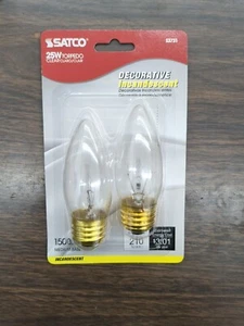 SATCO S3731 25W Clear Light Bulb Torpedo Shape Incandescnt 10 Pack 20 Bulbs - Picture 1 of 4
