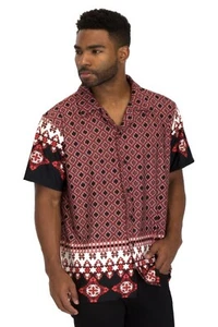 Mens Cuban Collar Cut Button Down Shirt - Picture 1 of 2
