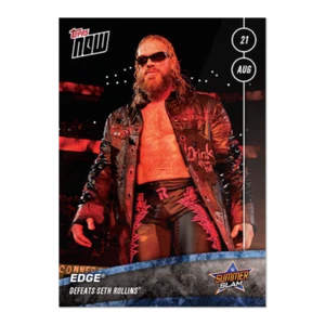 EDGE DEFEATS SETH ROLLINS 2021 TOPPS NOW WWE #26 (SUMMERSLAM) - Picture 1 of 2