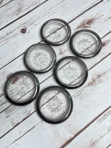 6 Vintage Leonard Versilberter Rand mit Glasuntersetzern - Made in Italy - Bild 1 von 9