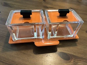 Bauhaus, Art Deco: Poncet Glas mit Deckeln auf Tablett, wohl für Marmelade - Bild 1 von 8