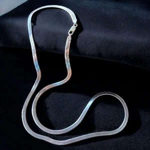 Sterling Silber Fischgrät Kette Halskette Unisex Italienisch 925 2 kleinere Mängel 29" - Bild 1 von 12