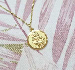 Sterling Silver Gold Plated Saint Christopher Pendant Necklace Mothers Day Gift - Picture 1 of 1