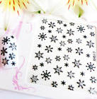 3D Christmas Glitter Black Silver Snowflakes Nail Art Xmas Stickers Decal  517x