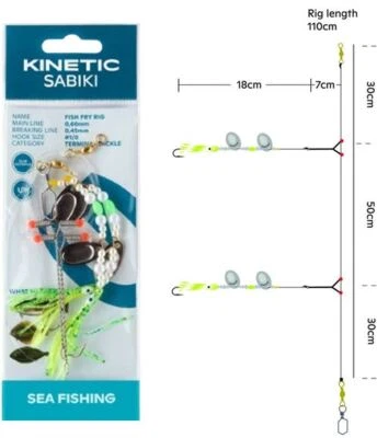 Kinetic SABIKI FISH FRY Rig 1/0 Haken Meeresvorfach Plattfisch Dorsch Flunder