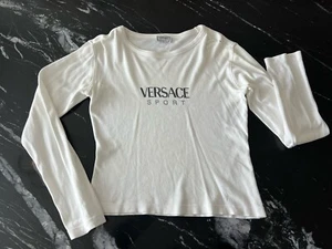 Vintage Versace Sport White Long Sleeve T-Shirt Size 42 EU 6 US Imperfect See - Picture 1 of 9