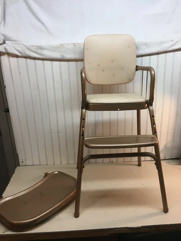 Vintage Mid Century Metal Childs High Chair Atomic Space Age Retro Cover