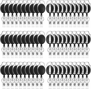 60 Pcs Badge Reels Retractable Bulk ID Badge Holders Retractable Lanyards with C - Picture 1 of 12