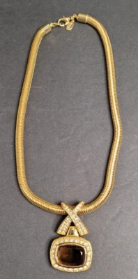 Raro Collar Cuerda Colgante Tono Oro Nolan Miller Vintage Topacio Grande Firmado Foto 1 de 4