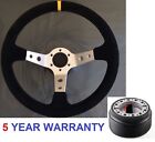Dished Suede Steering Wheel And Boss Kit Hub Fit Vw T4 Transporter 96-03