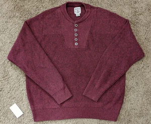 Red Head Brand Mens Sweater Jumper Size 4XL Pull Over Button Neck Cotton Red - Picture 1 of 4