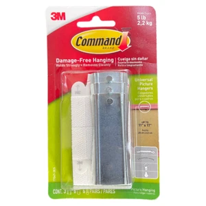 3M Command Brand Damage-Free Hanging (Holds 5 lbs) Universal Picture Hangers - Picture 1 of 2