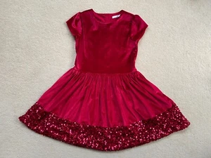M&S Red Velvet Sequin Dress Age 8-9 Years - Picture 1 of 11