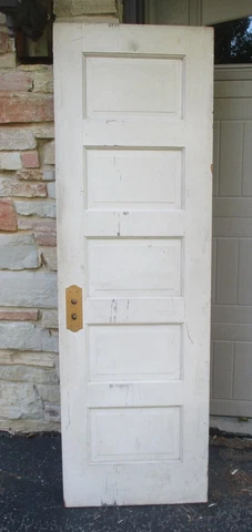 Antique Interior Pantry Door Five Panel Design Architectural restore 76" x 24" Cover