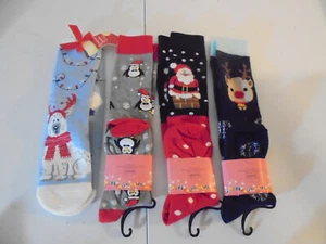 4 Pair Ladies Womens Socks Tall Stocking Christmas - Picture 1 of 2