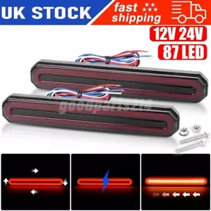 2X Universal 87 LED Tail Light Flowing Turn Signal Indicator Stop Trailer Truck - Picture 1 of 12