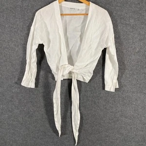 Country Road Bolero Womens 2XS XXS White Jacket Linen Coastal Tie Boho Gypsy - Picture 1 of 11