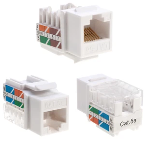200er Pack Cat5e 45° abgewinkelt Keystone Jack Netzwerk 110 Punchdown 8P8C Cat weiß - Bild 1 von 4