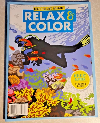 RELAX & COLOR - ADULT COLORING BOOK - COLOR BY NUMBER - 31 Uplifting Designs Foto 1 de 4