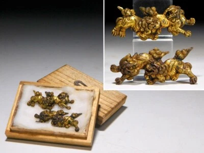 Nihikijishi Shishi Foo собаки Kinko Menuki Edo оригинальный цуба старинный - Изображение 1 из 4