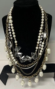 SILPADA KR Kelsey & Ryane Pearl Brass Rhinestone gold Crystal Runway Necklace - Picture 1 of 8