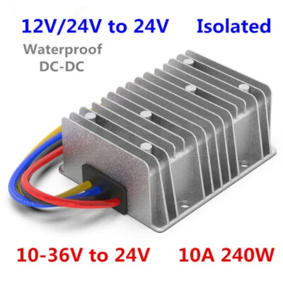 10-36V to 24V 10A 240W isolated Waterproof power converter 12V/24V to 24V DC-DC - Image 1 of 4