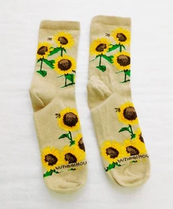 Calze donna girasole taglia 9-11 beige giallo marrone misto cotone casa ruota - Foto 1 di 5