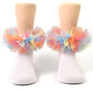 Girls Frilly Socks Fluffy Frilly Princess Dress Socks Newborn/Baby/Toddler/Girls - Picture 1 of 12