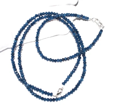 Zaffiro Giada Gemma Rondella Sfaccettato Argento Sterling 18 " Collana 7 " - Immagine 1 di 4