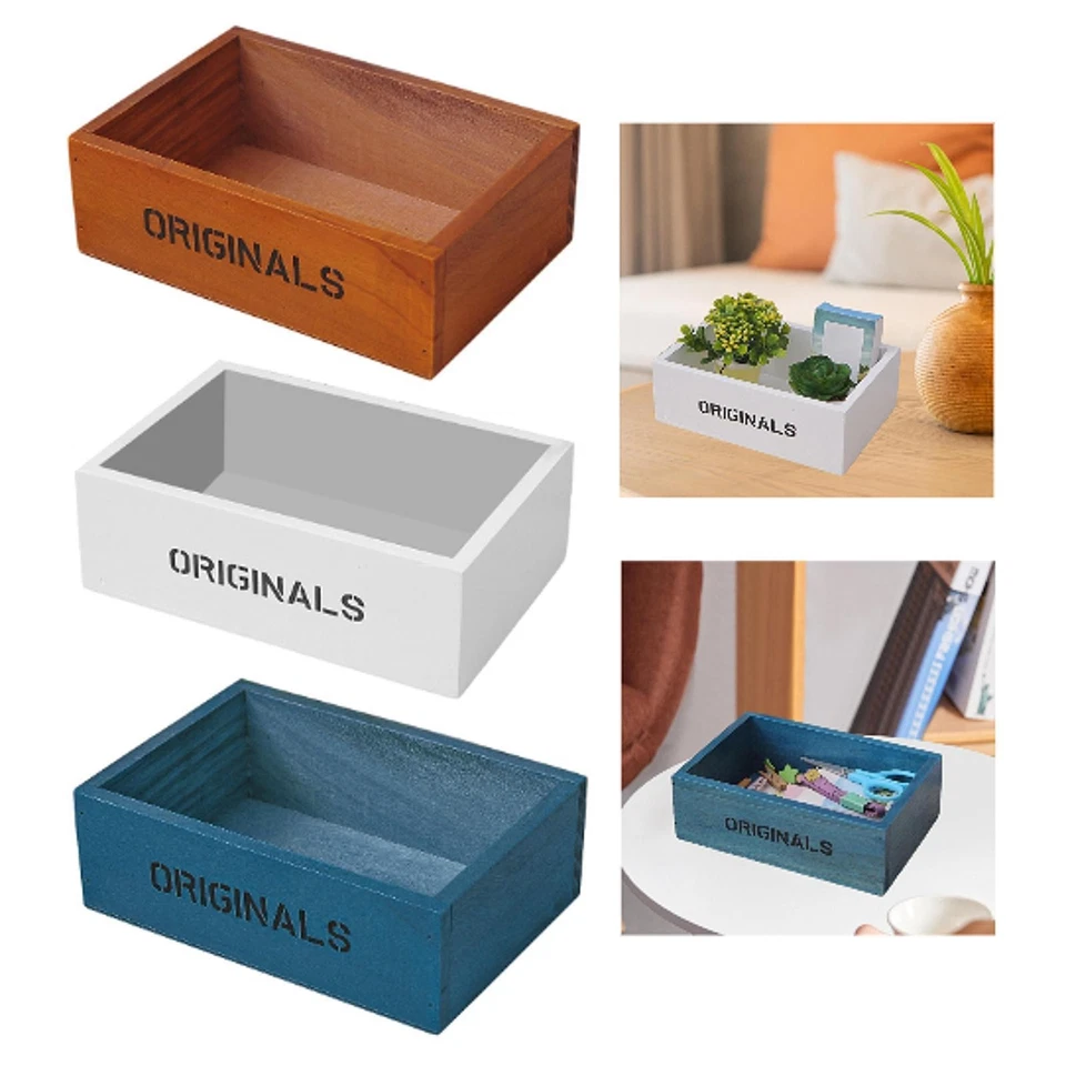 Open Top Wooden Box Organizer Storage Tray Decorative Box Desk Cabinet Container - Image 1 of 1